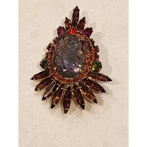 Verified Juliana DE Delizza Elster Carved Brooch Pendant